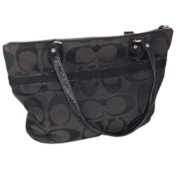 Coach Poppy Metallic Signature Black Shoulder Bag 19863 - Picture 5 of 13